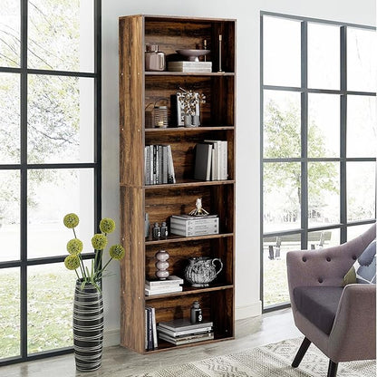 GRUSIGN 71" Tall 6-Tier Bookshelf, Large Open Display Bookcase by GRUSIGN