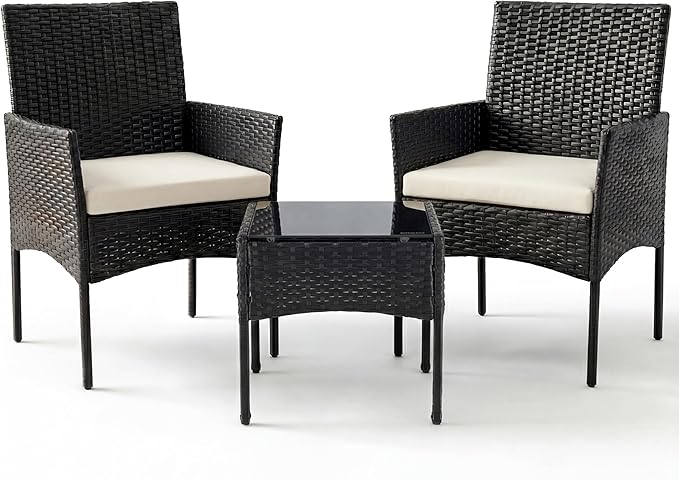 Sweetcrispy 3 Piece Patio Furniture Set, All-Weather Outdoor Conversation Set by Sweetcrispy