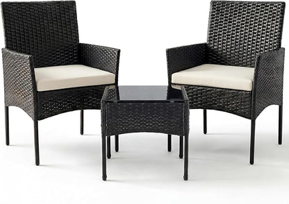 Sweetcrispy 3 Piece Patio Furniture Set, All-Weather Outdoor Conversation Set by Sweetcrispy