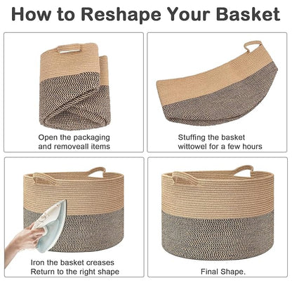 90L Extra Large Blanket Basket, Woven Laundry Basket Hamper - Image 8