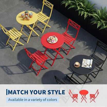 GarveeTech 3-Piece Folding Bistro Set, Heavy Duty Outdoor Patio Furniture - Image 5