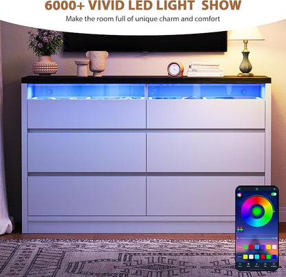 Jocoevol Modern LED 6 Drawer Dresser - Image 3