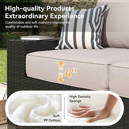Aoxun Patio Furniture Set, Widen Armrests Wicker Outdoor Sectional - Image 7