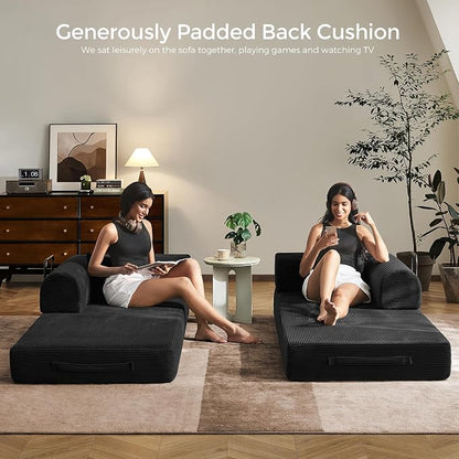79" Convertible Sofa Bed with Fixed-Shape Frame & Removable Armrests, Modular - Image 4