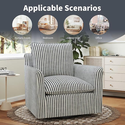 INZOY Swivel Accent Chair Set of 2, Upholstered Square Chair, Swivel Barrel - Image 7
