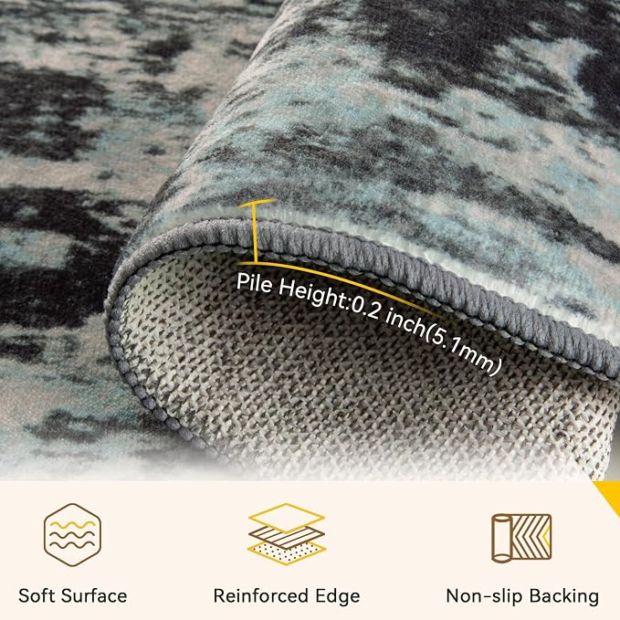 RELEANY Washable Area Rugs 9'x12' Non-Slip Modern Abstract Soft - Image 4