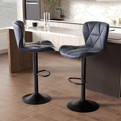Nalupatio Modern Bar Stools Set of 2, Adjustable Faux Leather Upholstered - Image 6
