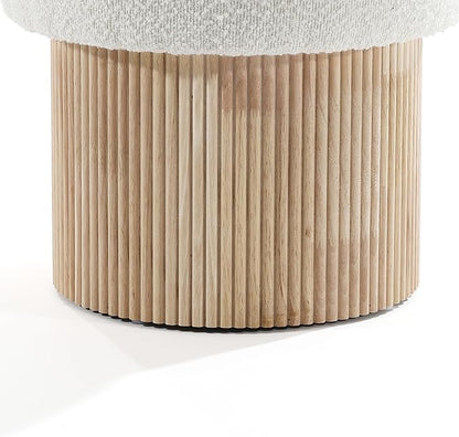 LuxenHome Storage Ottoman, 15.5"W x 15.5"H Modern Upholstered Padded Ivory - Image 7