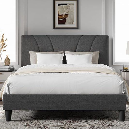 Novilla Queen Size Bed Frame Upholstered Platform Queen Bed Frame by Novilla