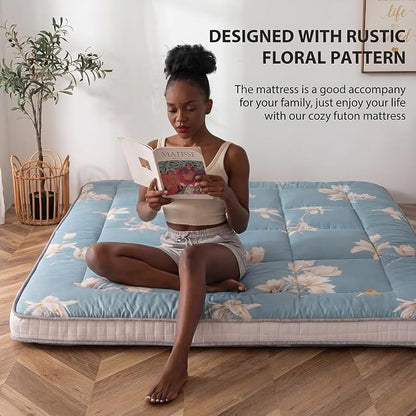 MAXYOYO Floral Printed Futon Mattress, Japanese Floor Mattress Quilted Mattress - Image 8