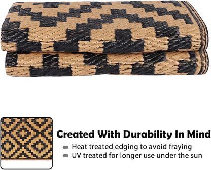 SAND MINE Waterproof Outdoor Rug 4x6 ft, Plastic Straw Area Rug, Large Floor Mat - Image 4