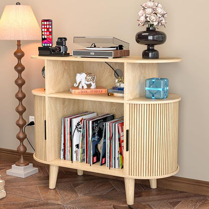 LUVIOHOME Large Round Record Player Stand - Image 2