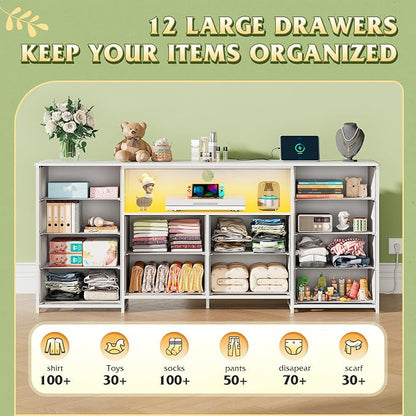 WLIVE White Dresser for Bedroom, Dresser TV Stand for 65, 75 inch TV - Image 6
