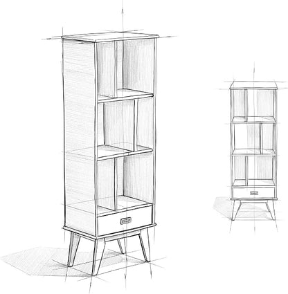 SIMPLIHOME Draper Solid Hardwood 64 inch x 22 inch Mid Century Modern Bookcase - Image 16