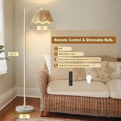 Oneach Rattan Floor Lamp for Living Room - Image 5