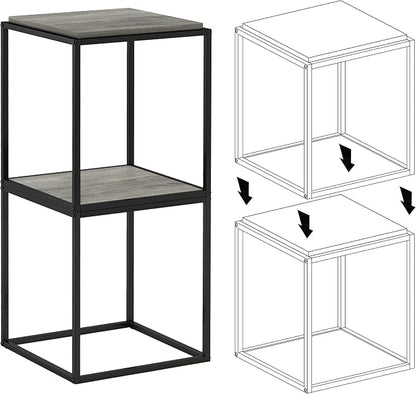 Furinno Moretti Cube Modern Stackable End Table Shelf, French Oak Grey - Image 6
