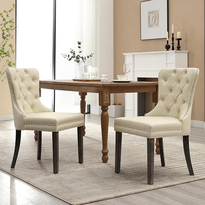 KCC Faux Leather Dining Chairs Set of 2, Upholstered High-end Tufted Dining - Image 10