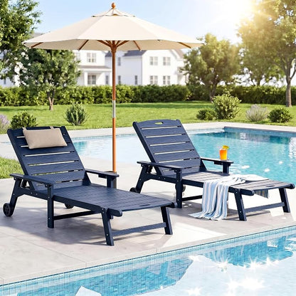 Outdoor Lounge Chair with 5-Position Adjustable, Outside Lounge Chair with Cup - Image 2