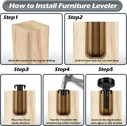 10 Set Adjustable Furniture Leveling Feet, Adjustable Leg Levelers - Image 4
