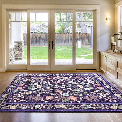 Purple Area Rugs for Living Room, Non-Slip 4x6 Vintage Rug for Bedroom - Image 8