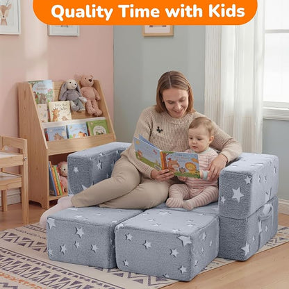 MeMoreCool Modular Kids Play Couch Sofa – Glow-in-the-Dark Star Design - Image 7