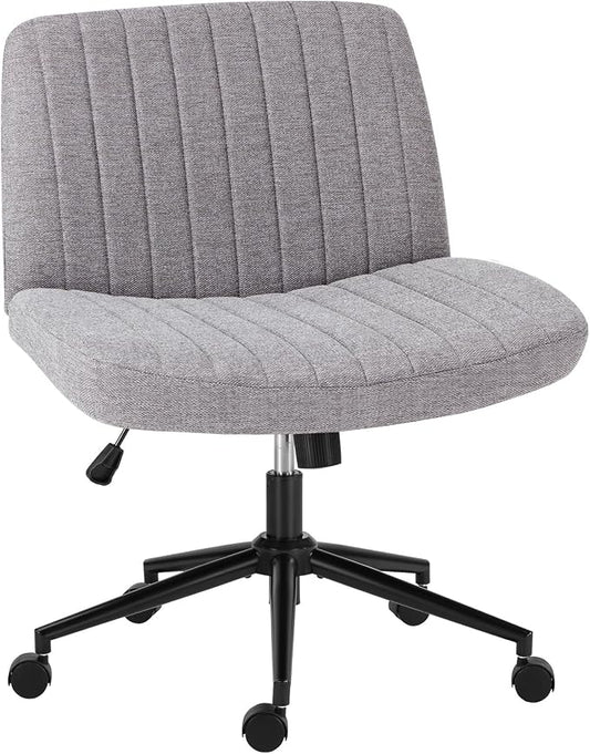 OLIXIS Criss Cross Chair with Wheels Wide Cross Legged Office Desk Vanity Chair by OLIXIS