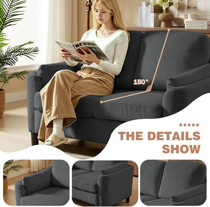 4 Piece Modern Corduroy Sofa Set, L-Shaped Sectional Couch - Image 8