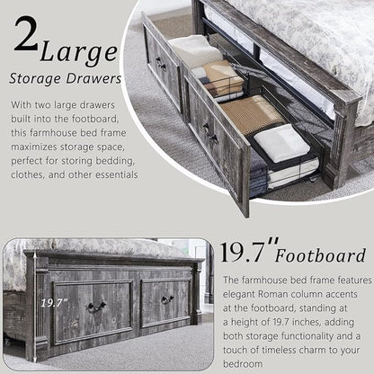 Aitjunz Farmhouse Queen Size Bed Frame - Image 5