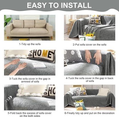 VClife Boho Chic Couch Cover, Soft Chenille Couch Covers - Image 6