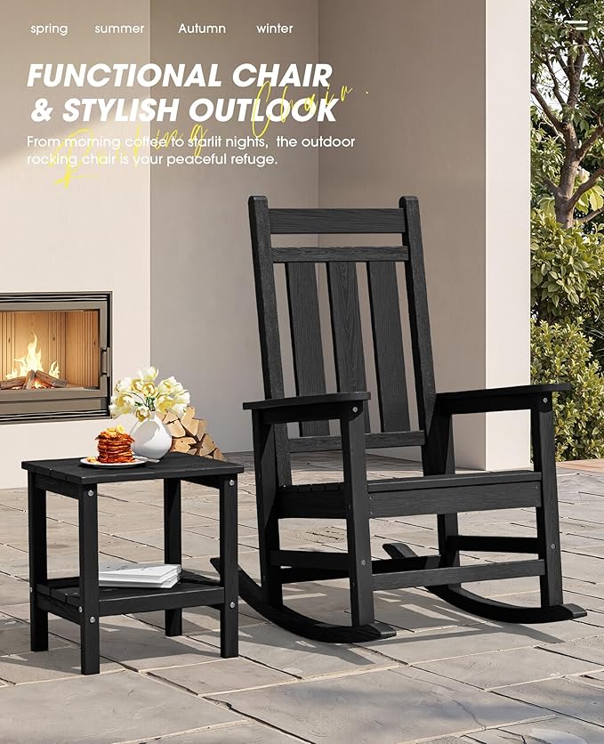 KINGYES Oversized Outdoor Rocking Chair Set of 4, All-Weather Patio Rocking - Image 4
