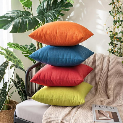 MIULEE Pack of 2 Decorative Outdoor Solid Waterproof Throw Pillow Covers Euro - Image 4