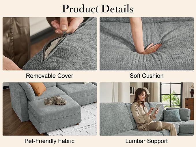 Oversized Modular Sectional Sofa, Solid Wood Frame Sofa, Removable Washable - Image 7