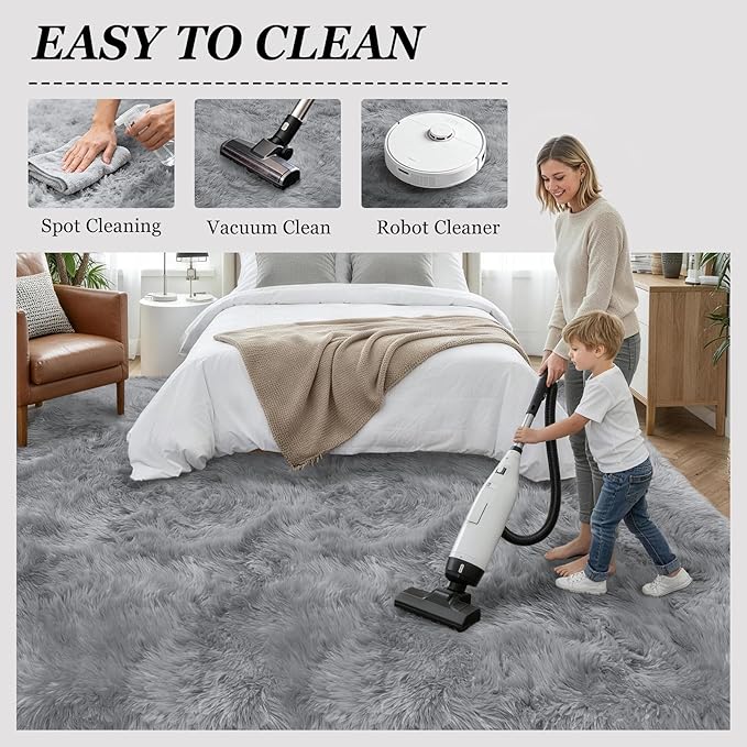 Fluffy Area Rugs 9x12 Living Room Bedroom: Ultra Soft Shag Rug Upgrade Non-Slip - Image 8