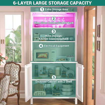 Aheaplus Bar Cabinet with Power Outlets, Coffee Bar Station - Image 5