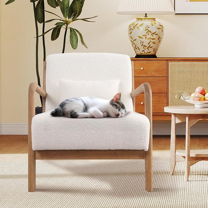 ANJ Mid Century Modern Accent Chair, Single Fabric Lounge Reading Armchair - Image 8