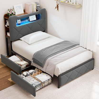 Jocoevol Twin Upholstered LED Bed Frame - Image 3