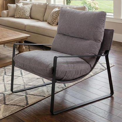 LukeAlon Modern Linen Accent Armchair, Upholstered Living Room Chair by LukeAlon