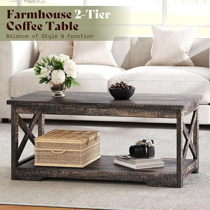 AMERLIFE 3-Piece Farmhouse Table Set Includes Coffee Table& Two End Tables - Image 3