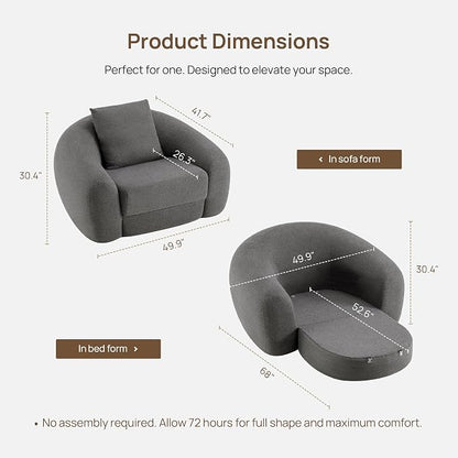 SICOTAS Curved Sofa Couch Bed for Living Room Convertible Futon Cloud Boneless - Image 2