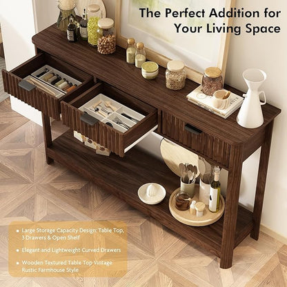 RUSTOWN Fluted Wood Console Table - Image 5