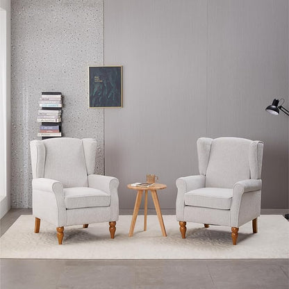 Mid-Century High Wingback Chair, Modern Fabric Accent Chair Armchair - Image 2