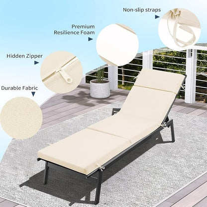 Outdoor Chaise Lounge Cushion 72" x 21" x 3", 4-Section Folding Patio Lounge - Image 5