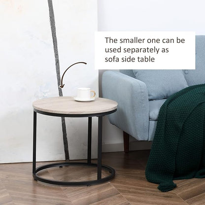 HOMCOM Round Nesting Tables Set of 2, Stacking Coffee Table Set - Image 5