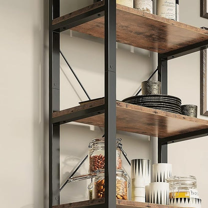 IRONCK Bookshelf 6-Tier Ladder Shelf 110lbs Display Shelf Vintage Industrial - Image 5