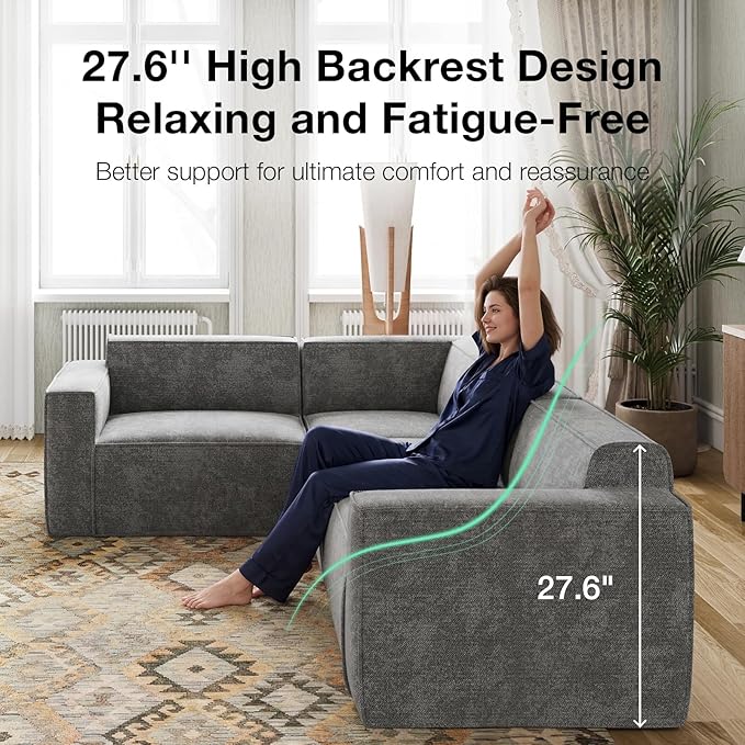Novilla 117.7" Modular Sectional Sofa, No Assembly Cloud Sectional Couch - Image 5
