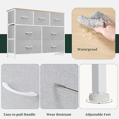 7-Drawer Dresser for Bedroom, Anti-Tip Wide Storage Organizer Fabric Chest of - Image 6