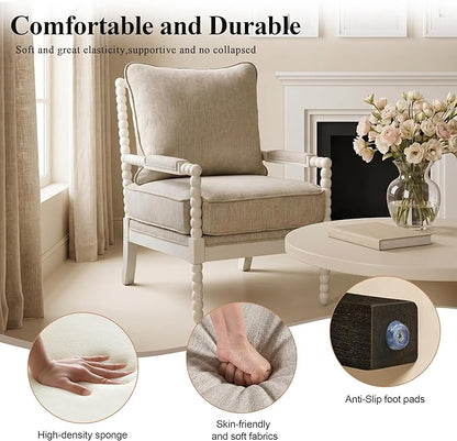 DUHOME Linen Fabric Spindle Accent Chairs Set of 2 - Image 5