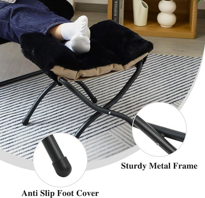 15" Folding Ottoman, Foldable Footrest Stool, Portable Small Foot Stool - Image 7