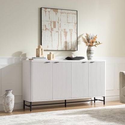 Fatmok Fluted Furniture Collection – 65" Buffet Cabinet, Mid Century Modern - Image 6