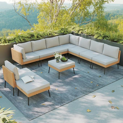 Aoxun 10 Piece Patio Furniture Set, 10 Seats Outdoor Sectional Sofas - Image 8